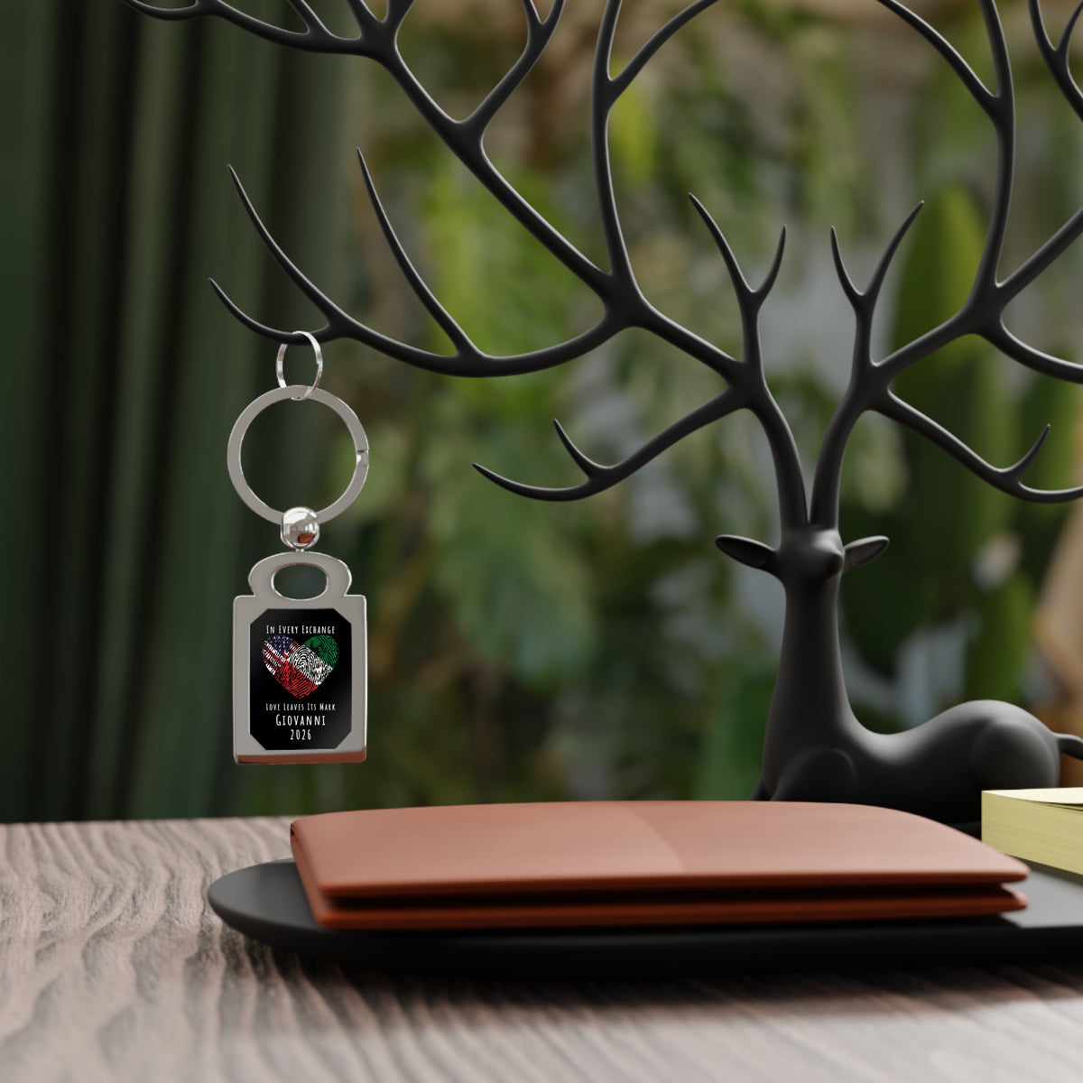 Exchange Student Custom Rectangle Photo Keyring, Personalized With Two Flags, Gift From Host Family, Country Pride, Patriotic Gift