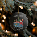 Funny Christmas Ornament Pickleball Santa Dinking Around the Court Ornament | Pickleball Team Gift | Ceramic Holiday Ornament for Players