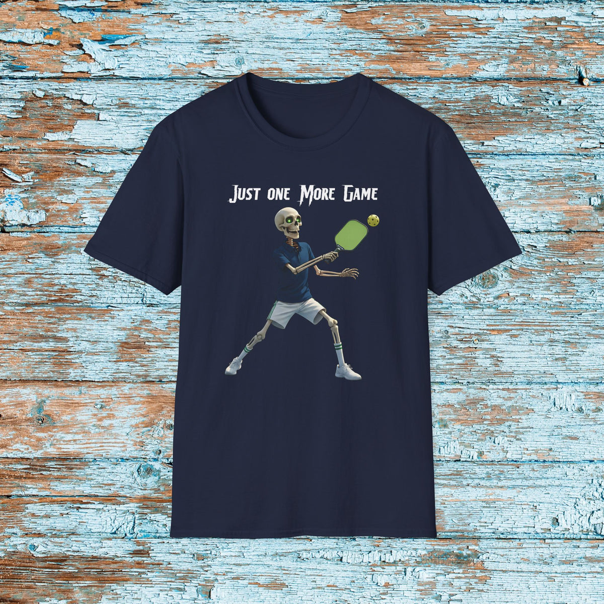 Funny Pickleball Skeleton Just One More Game Retirement Shirt for Dad Mom Gift for Pickleball Lover Player Matching Shirts Team Shirt