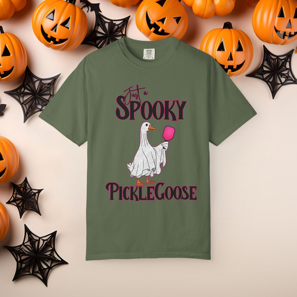 Pickleball Spooky Goose Comfort Colors Halloween Silly Goose Ghost Shirt Scary Geese Playing Pickleball Boo Trick or Treat Fall Shirt