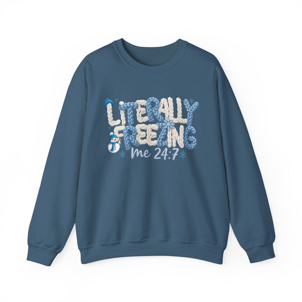 Funny Literally Freezing Sweatshirt, Faux Yarn Winter Crewneck, Funny Cold Weather Sweater, Cozy Winter Shirt, Shirt for Mom Grandma