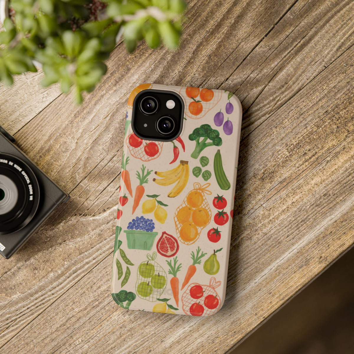 Fruits and Veggies Aesthetic Phone Case | Dual Layer Protective Case | Foodie Art Gift | Illustrated iPhone Case | Garden Art Phone Cover