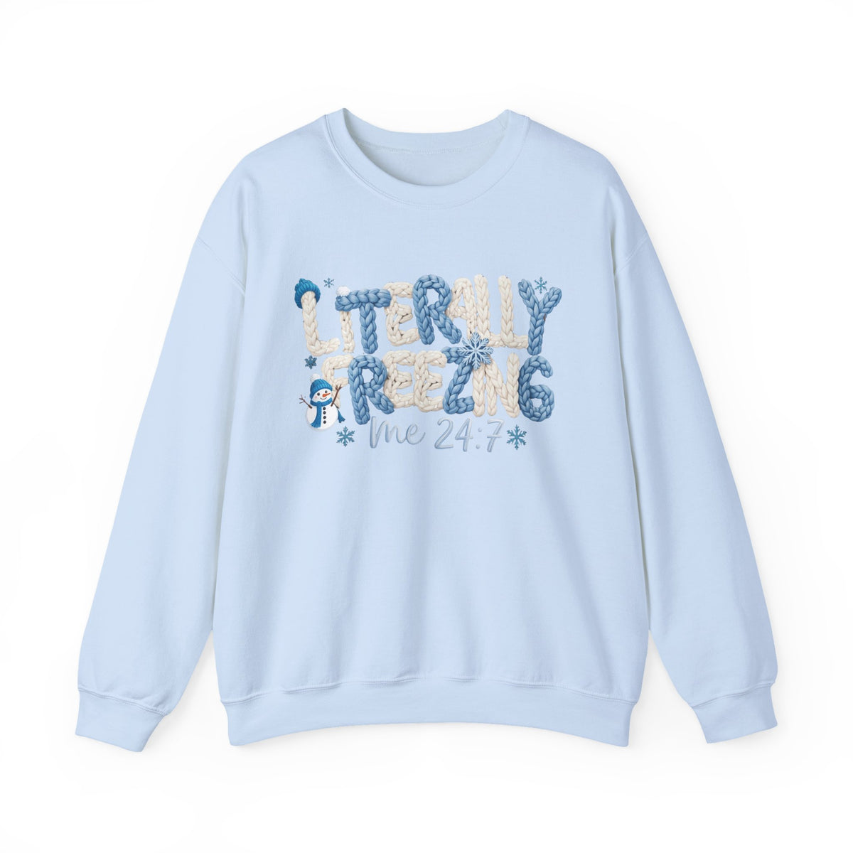 Funny Literally Freezing Sweatshirt, Faux Yarn Winter Crewneck, Funny Cold Weather Sweater, Cozy Winter Shirt, Shirt for Mom Grandma