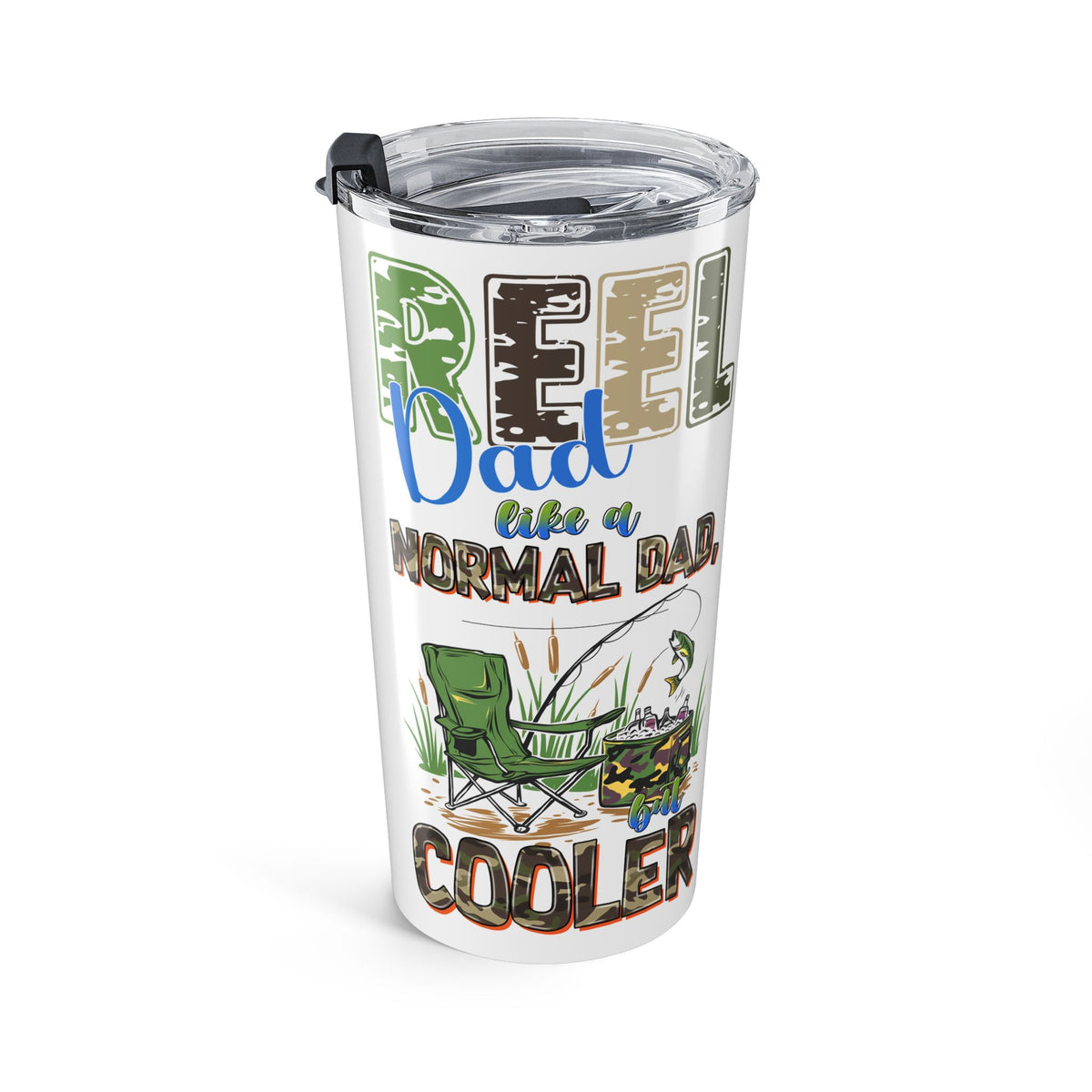 Reel Dad Funny Fishing Dad Father in Law Grandpa Gift Tumbler Coffee Tastes Better When Dad Drinks Out of This To Go Cup for Your Fisherman