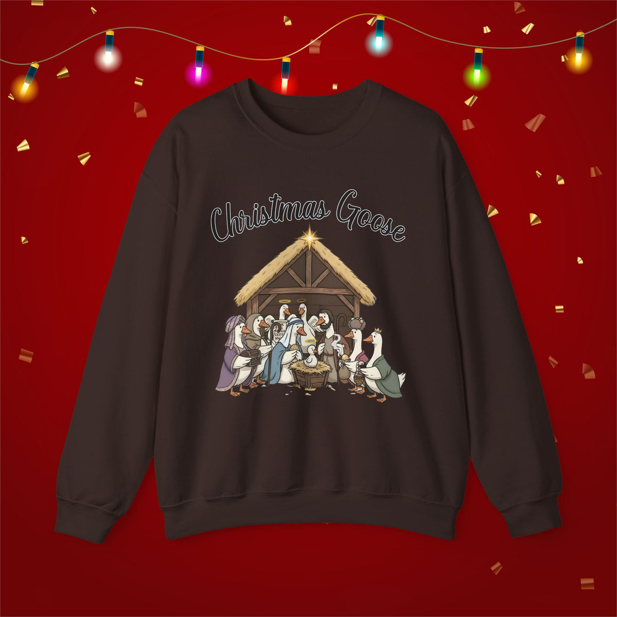 Christmas Goose Nativity Unisex Heavy Blend™ Crewneck Sweatshirt