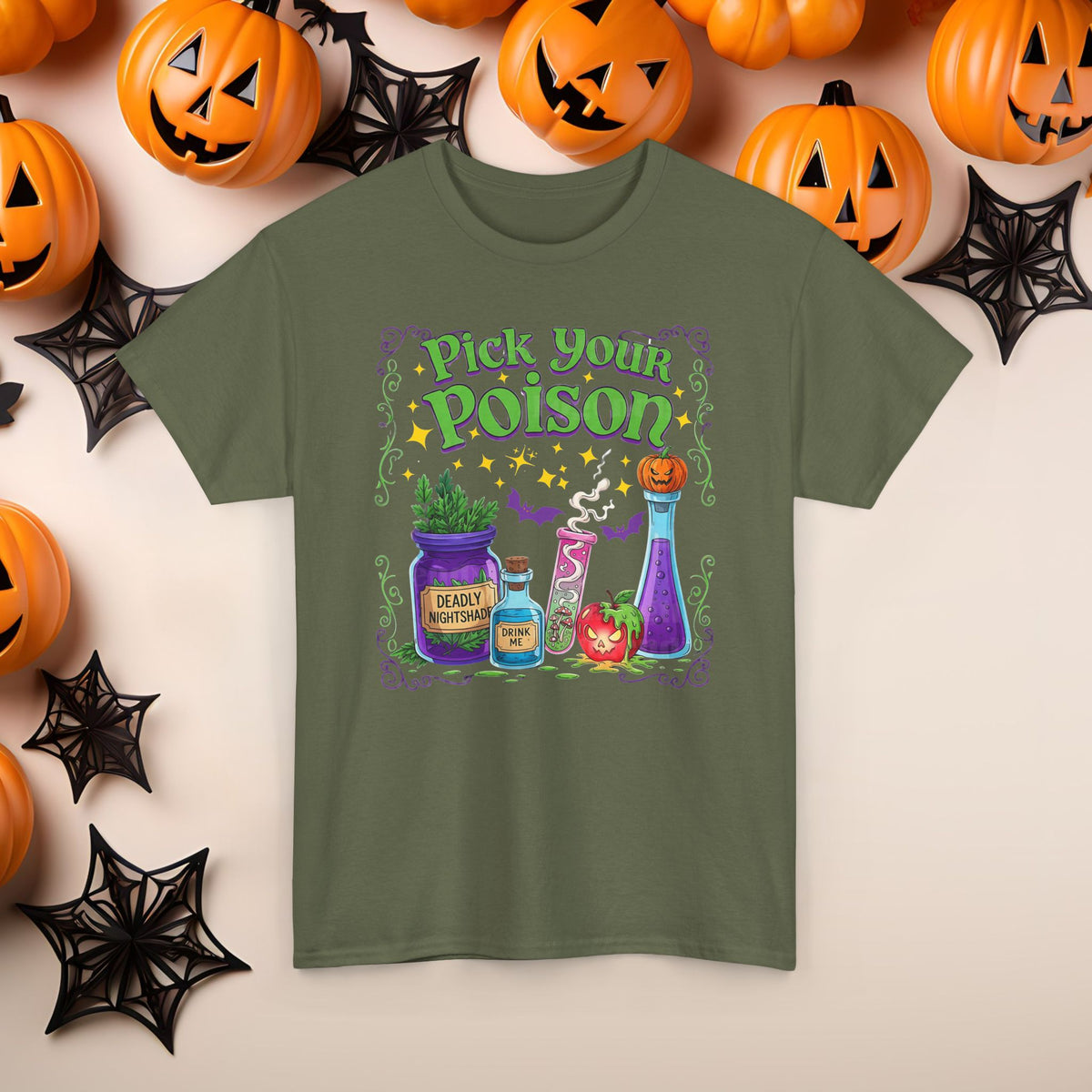 Funny Halloween Villain Viles of Poison Pick Your Poison T-Shirt, Evil Costume Tee, Spooky Shirt, Scary Graphic Tee, Creepy Unisex Top