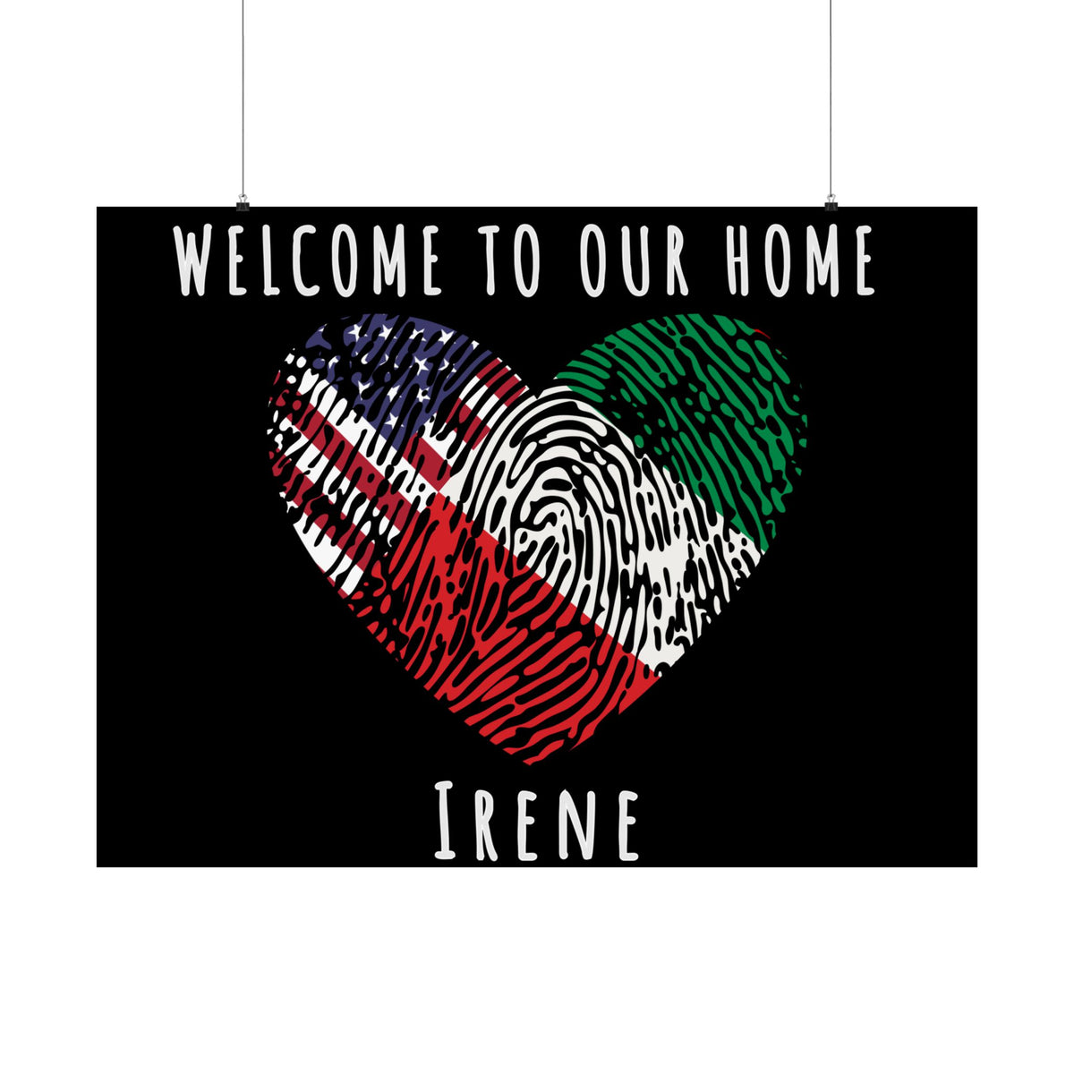 Exchange Student Welcome Airport Poster Custom Matte Horizontal Poster to Personalize with Any Two Flags Phrase and Name Dorm Room Decor