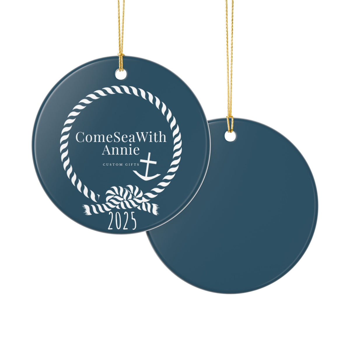 Custom Christmas Ornament Name Logo Year - You Choose Color, Font, Text, Image, Completely Customizable, Personalizable, Ceramic Decoration