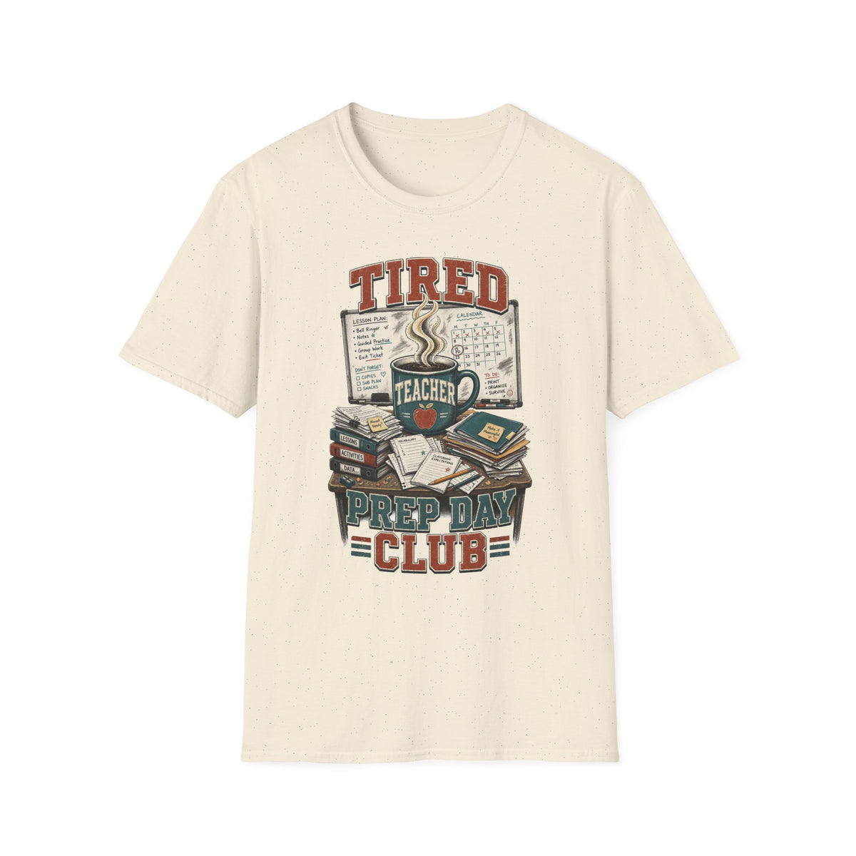 Back to School | Tired Teacher T-Shirt | Prep Day Club, Books & Lesson Plan Design