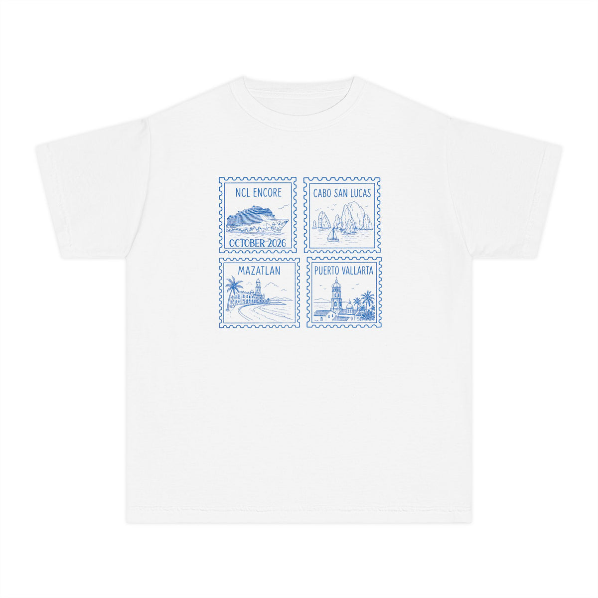 Custom Stamp Cruise Matching Family Kids Youth Tee Comfort Colors