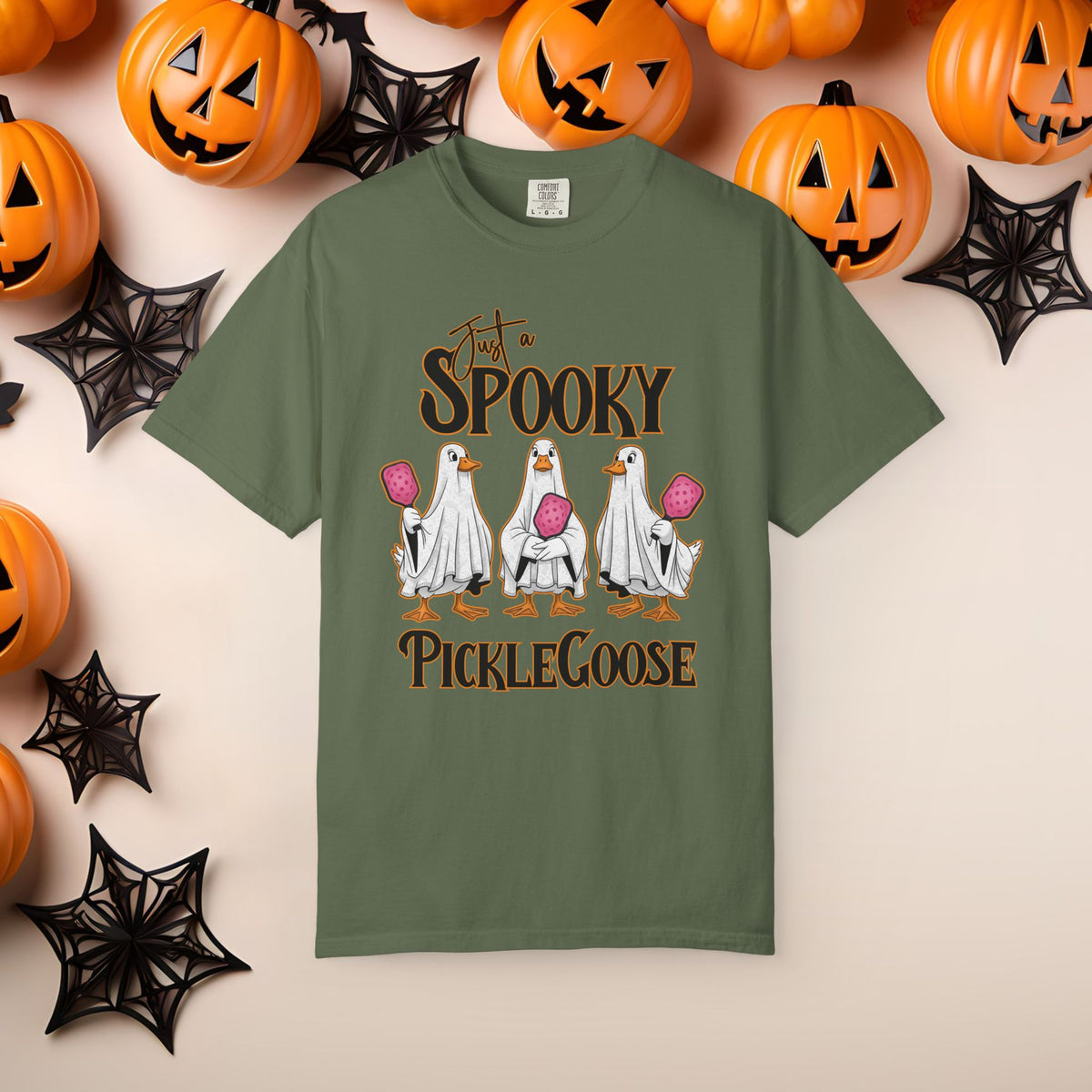 Pickleball Spooky Goose Comfort Colors Halloween Silly Goose Ghost Shirt Scary Geese Playing Pickleball Boo Trick or Treat Fall Shirt