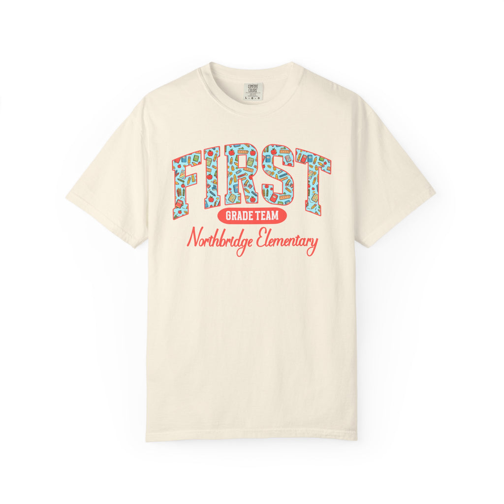 Custom Teacher Team T-shirt | Garment-Dyed School Spirit Tee, Custom Grade and School, Personalized Name & Number