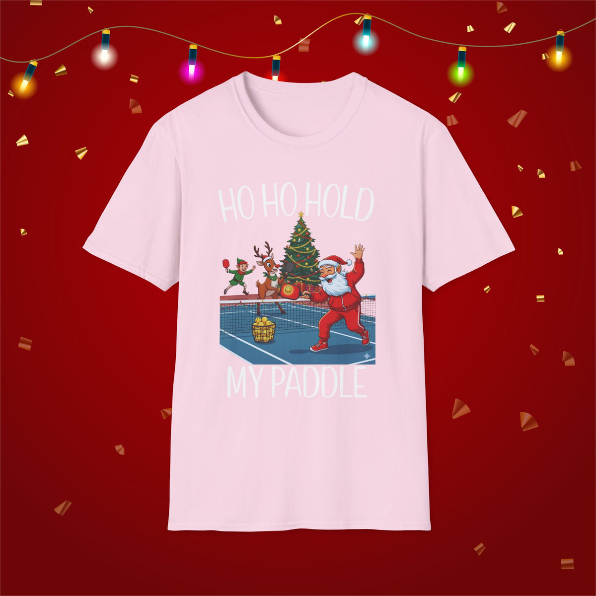 Christmas Pickleball Funny Santa Ho Ho Hold My Paddle Unisex Softstyle T-Shirt Team Shirt for Mom Grandma Dad Favorite Player Gift Xmas Gift
