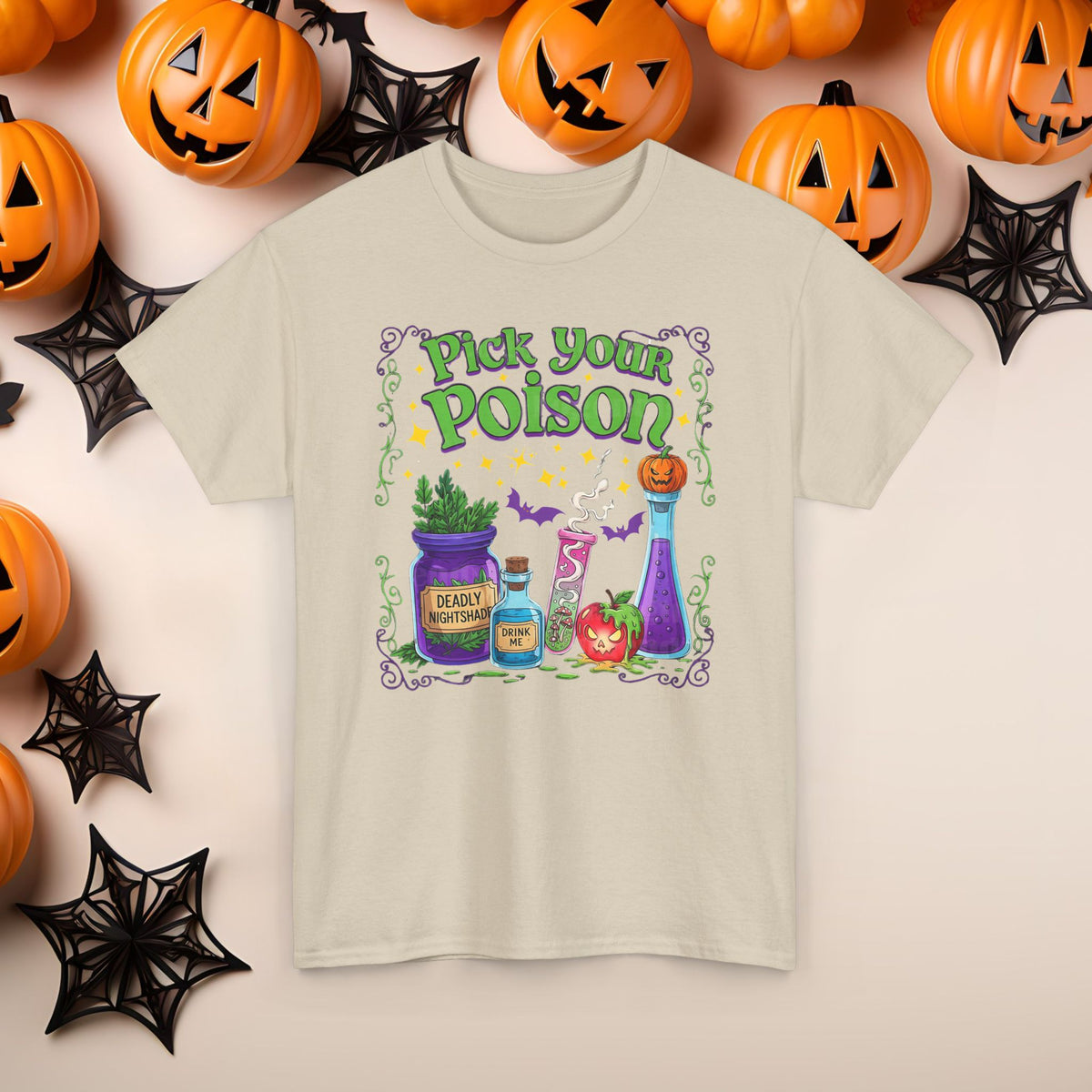 Funny Halloween Villain Viles of Poison Pick Your Poison T-Shirt, Evil Costume Tee, Spooky Shirt, Scary Graphic Tee, Creepy Unisex Top