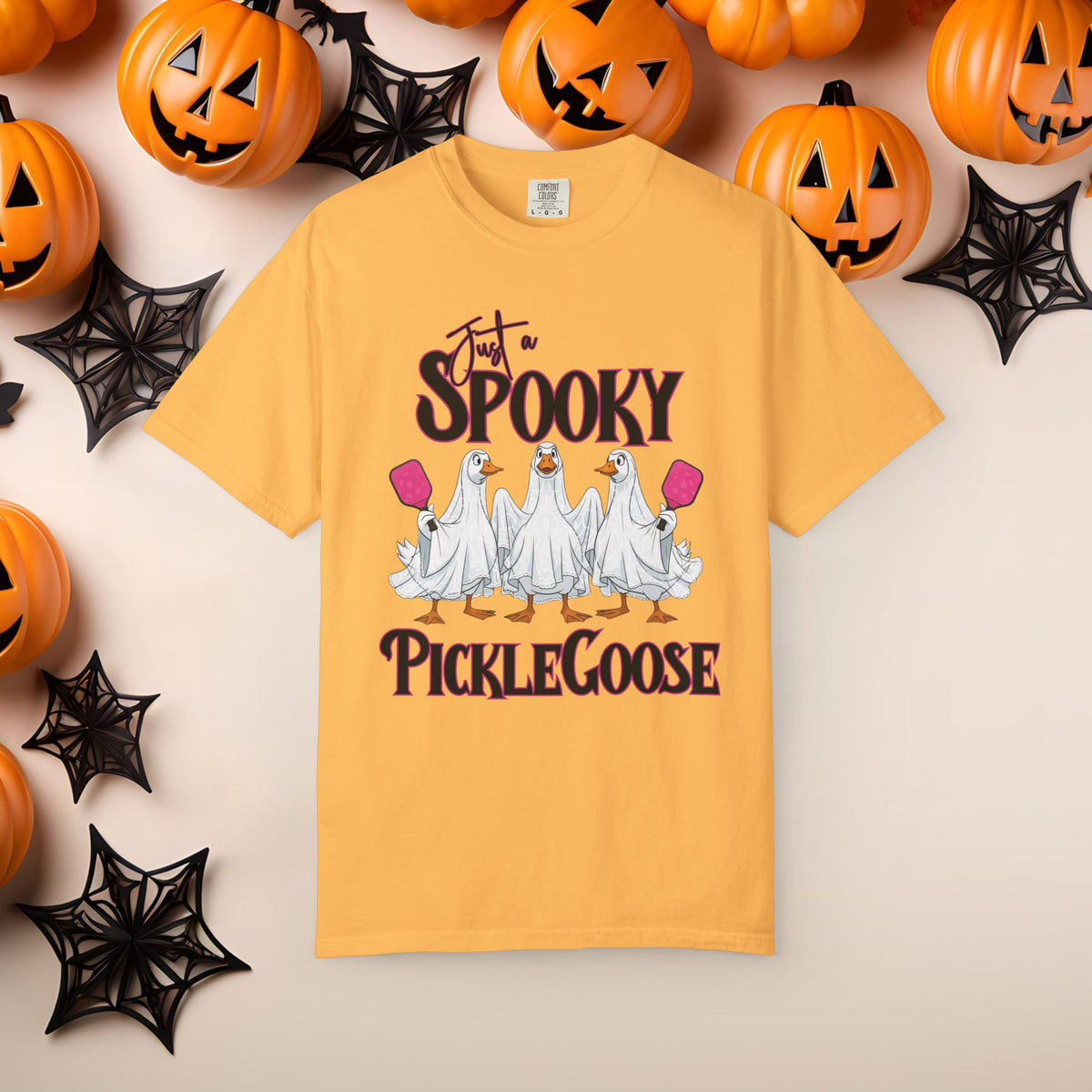 Pickleball Spooky Goose Comfort Colors Halloween Silly Goose Ghost Shirt Scary Geese Playing Pickleball Boo Trick or Treat Fall Shirt