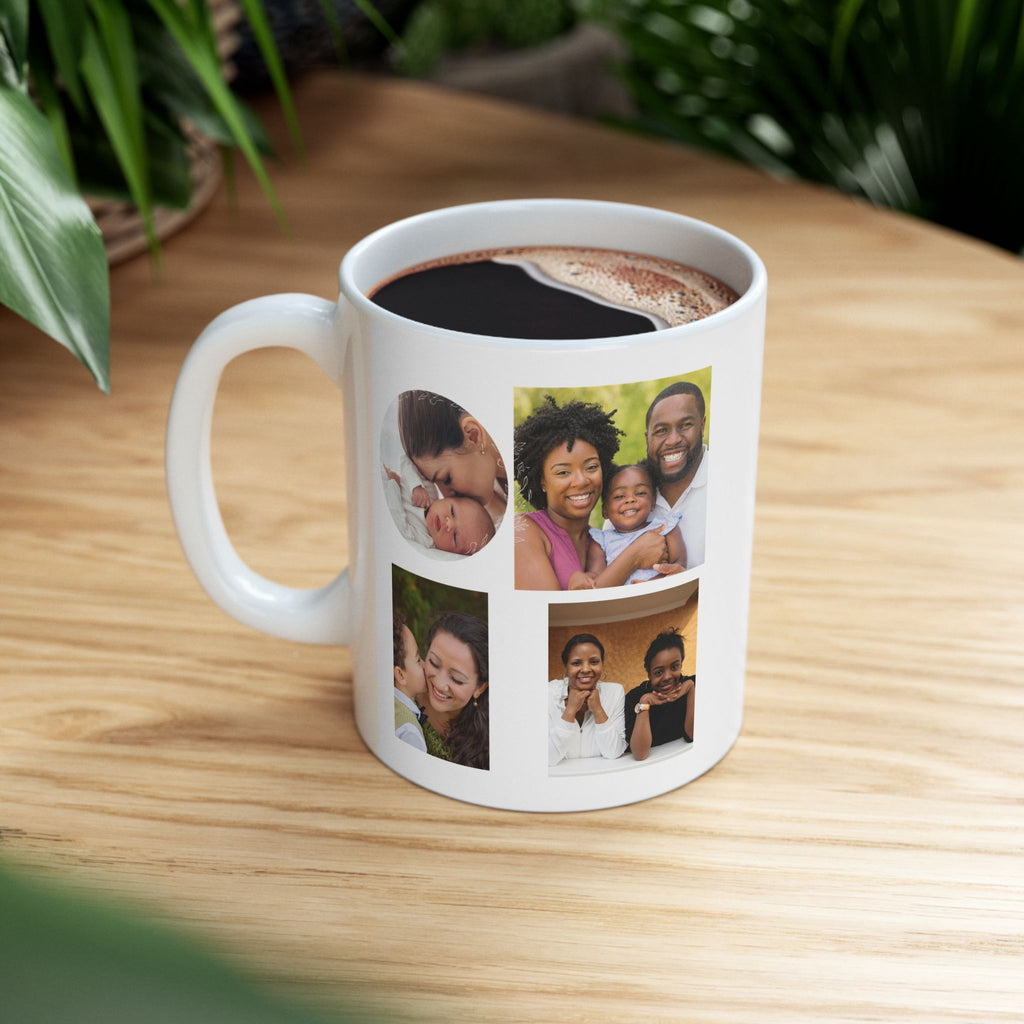 Custom Photo Collage 11 oz Ceramic Coffee Mug, Personalized Photo Gift for Mom, Grandma Birthday Gift, Tea Cup Coffee Lover