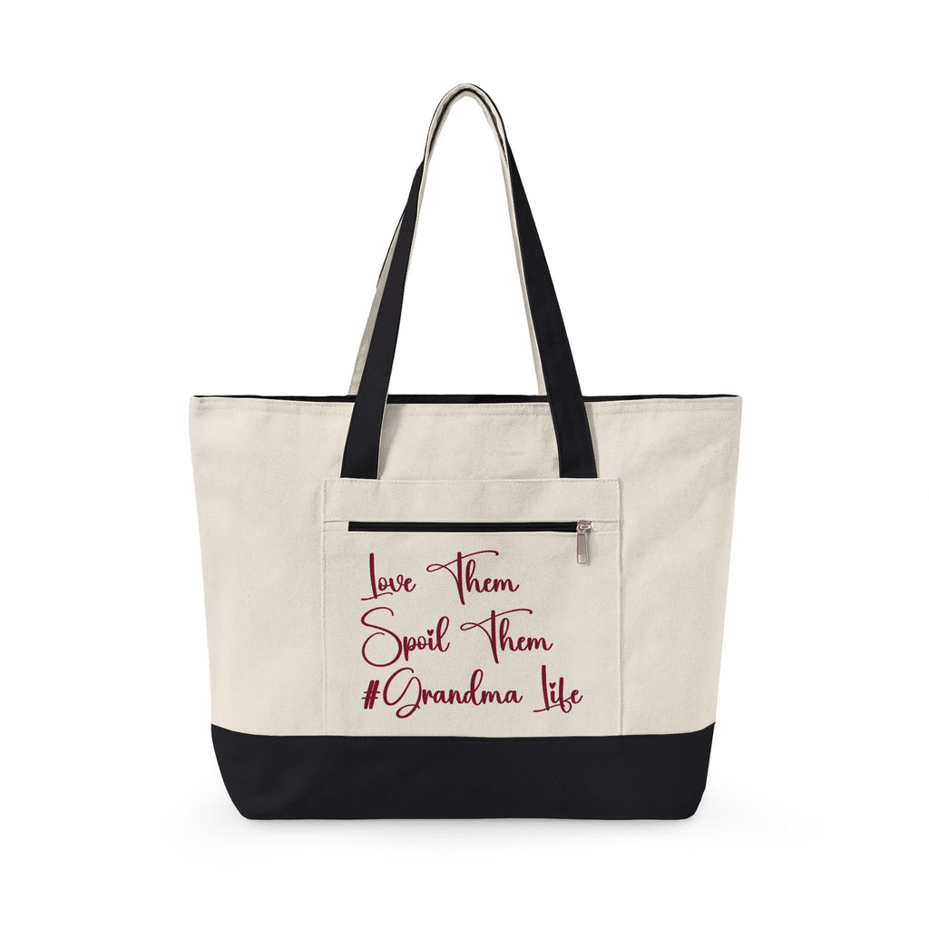 Grandma Things Tote Zippered Canvas Tote | Market Bag, Everyday Carry, Custom Nana, Mimi, Gigi, Gift, Pickleball Bingo Bag for Gram
