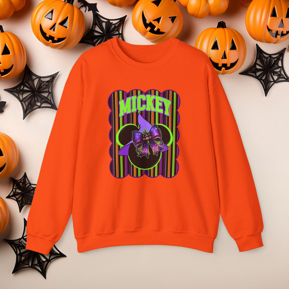 Mickey Halloween Witch Hat Coquette Bow Crewneck Cute Fall Fun Spooky Pumpkin Cozy Season Sweatshirt for Magical Park Not So Scary Party