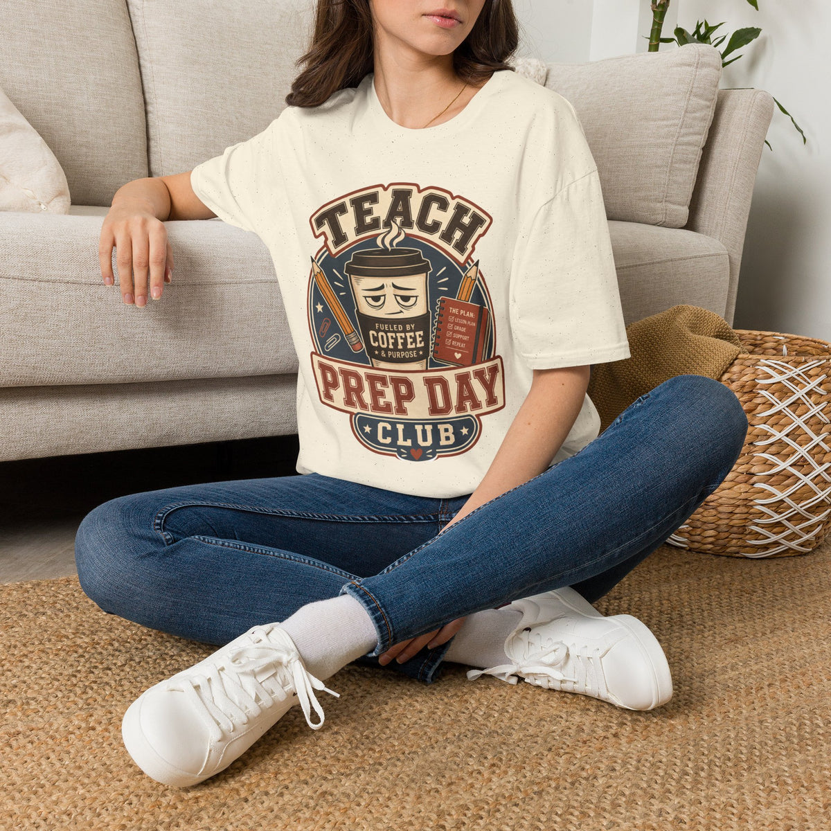 Back to School | Tired Teacher T-Shirt | Prep Day Club, Books & Lesson Plan Design