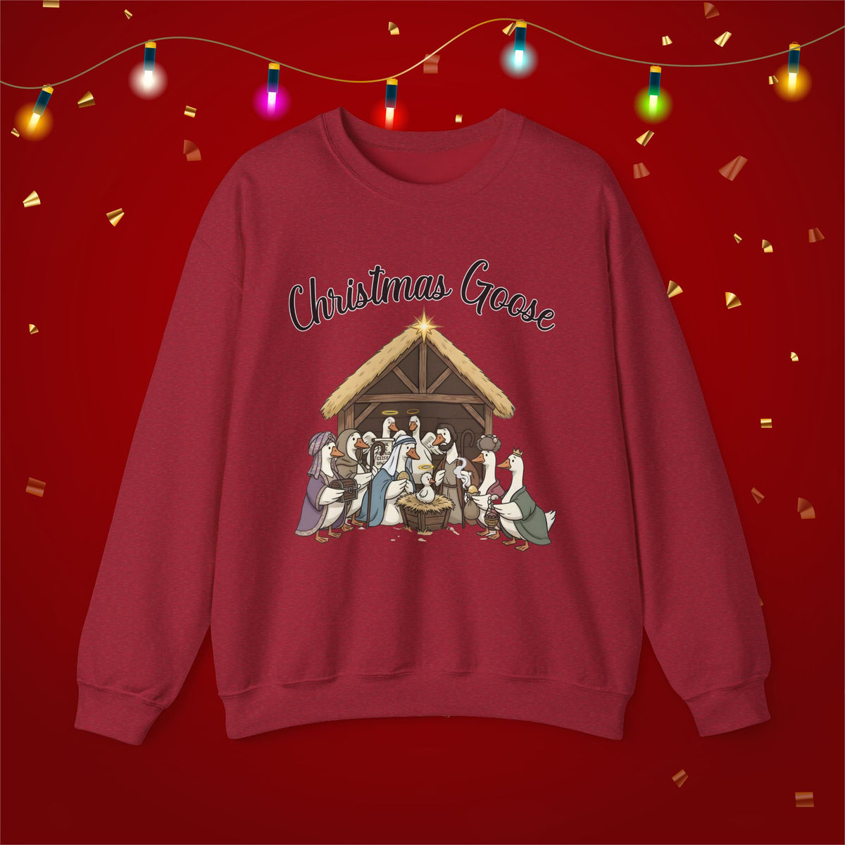 Christmas Goose Nativity Unisex Heavy Blend™ Crewneck Sweatshirt