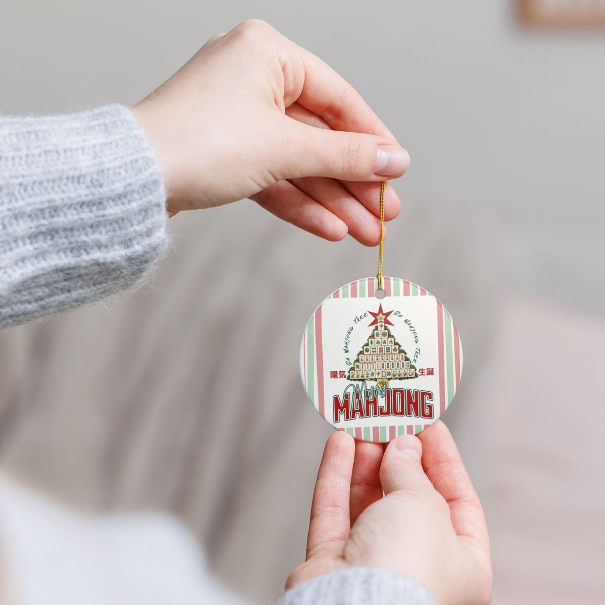 Mahjong Tree Ceramic Ornament | Holiday Mahjong Tile Christmas Decoration