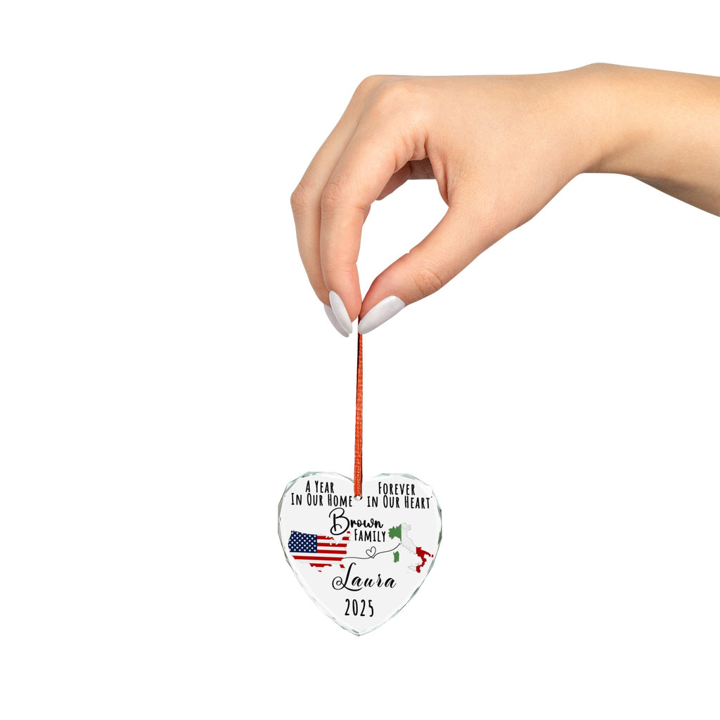 Personalized Long Distance Ornament, Exchange Student Keepsake, Gift For Foreign Exchange Students, Two Countries Ornament, Moving Away Gift