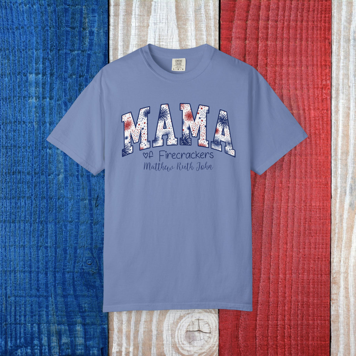 Comfort Colors Custom Name American Mama 4th of July Shirt, Independence Day Shirt, Fourth of July Mama Shirt, USA Shirt, Gift for Mom