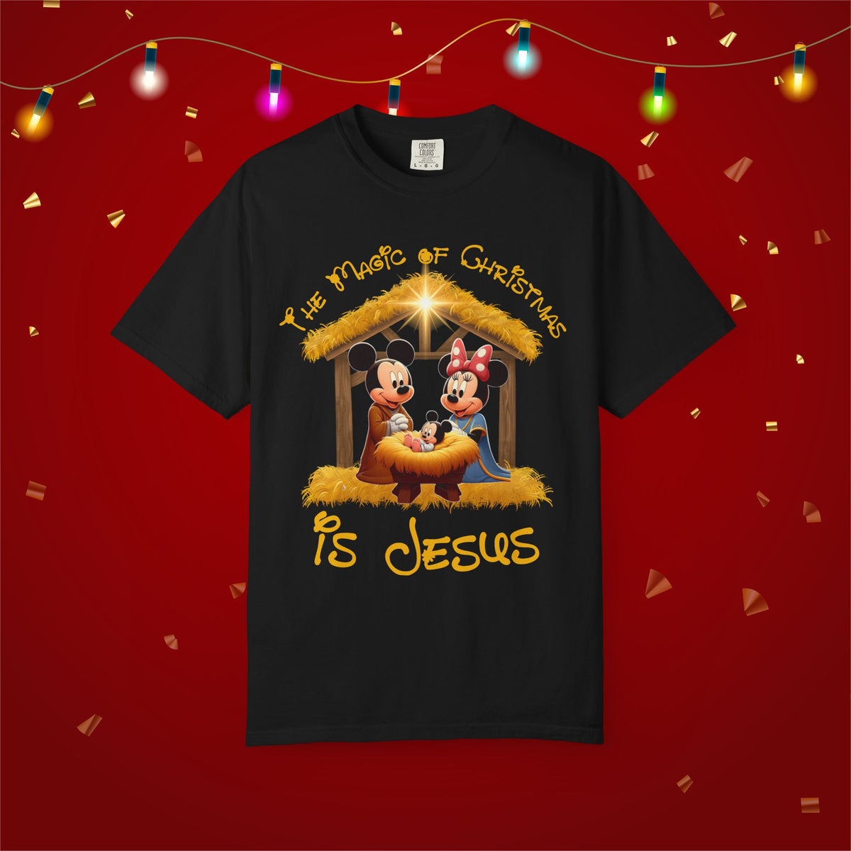 Comfort Colors Jesus Mickey Magic Family Matching Shirts Greatest Gift of all Nativity Shirt Christian Christmas Religious Shirt Bible Verse