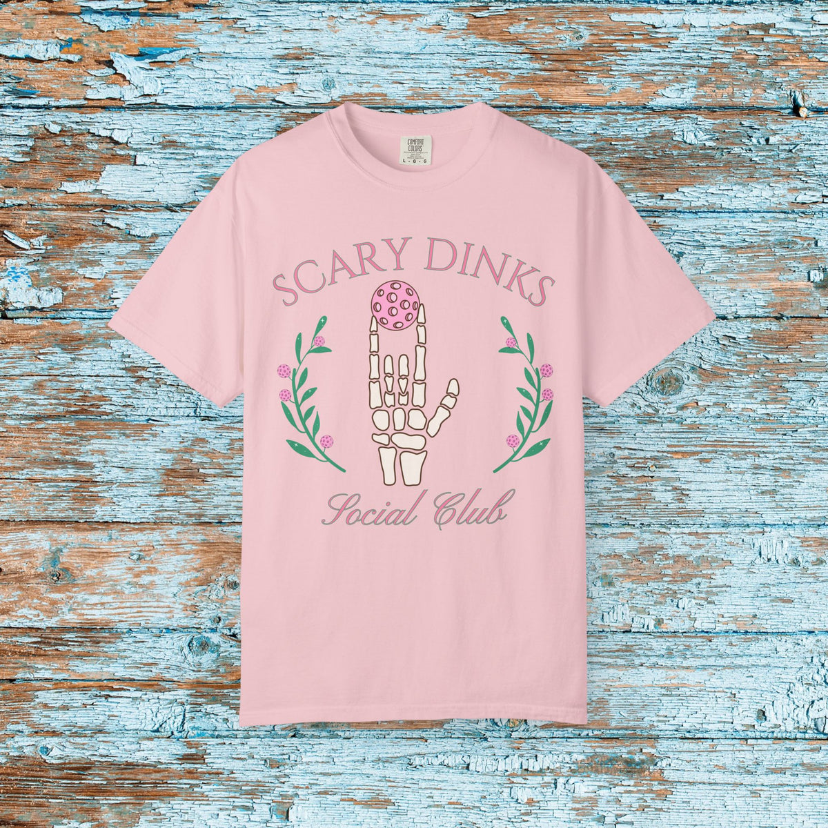 Pickleball Funny Comfort Colors Shirt Scary Dinks Halloween Skeleton Hand Shirt for Her Him Mom Matching Team Pickleball Lover Player Gift