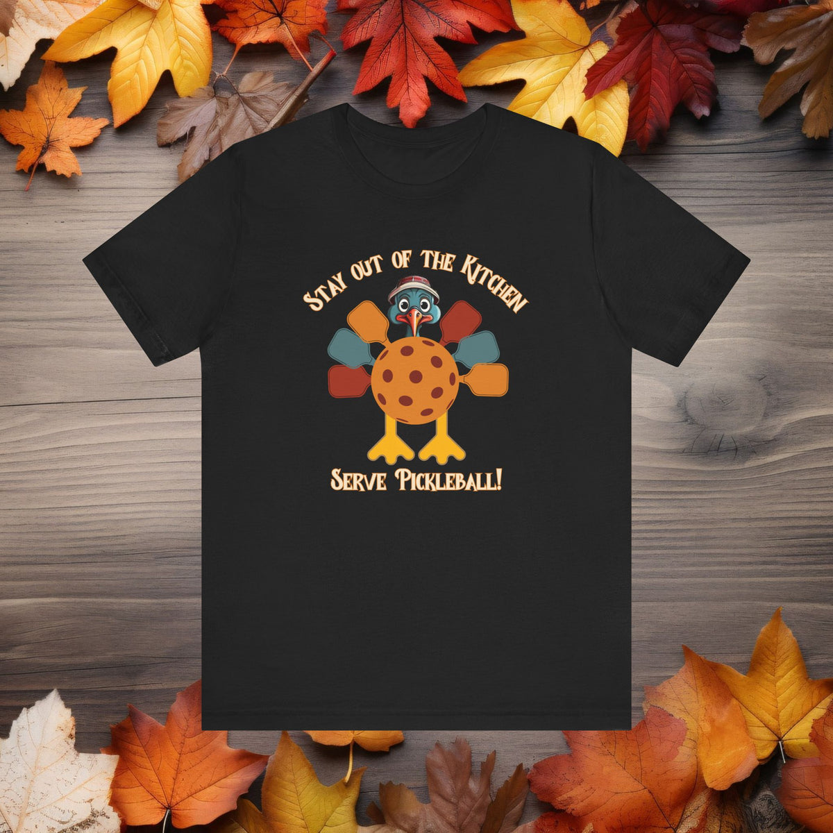 Funny Pickleball Thanksgiving Turkey Shirt Short Sleeve Tee Cute Pickleball Turkey Playing Pickleball Fall Shirt for Pickleball Player