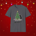 Funny Cat Christmas Shirt What? Christmas Tree Knocked Over Tee Cute Holiday Cat Lover T-Shirt Humorous Xmas Gift for Pet Owners, Soft Style