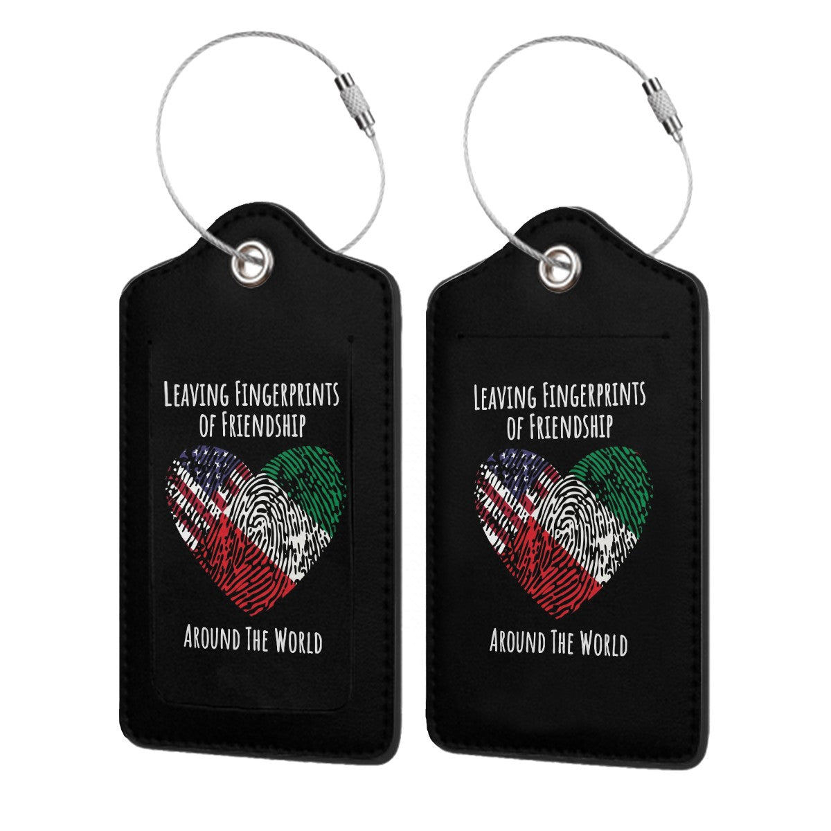 Leather Luggage Tags for Suitcases with Metal Ring Daddy’s Leaving Fingerprints of Friendship