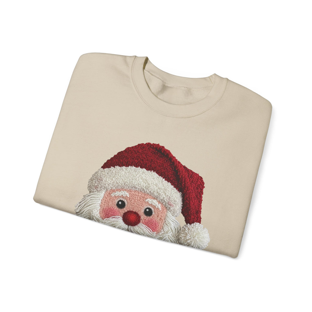 Yarn Look Crochet Santa Sweatshirt,  Viral Faux Latch Hook Christmas Shirt, Cute Holiday Sweater, Plus Size Available