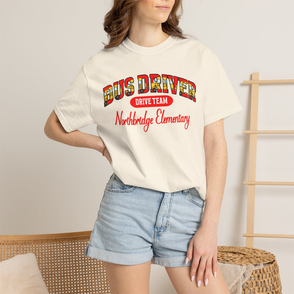 Custom Bus Driver Team T-shirt | Comfort Colors School Spirit Tee, Custom Bus Number and School, Personalized Name & Number