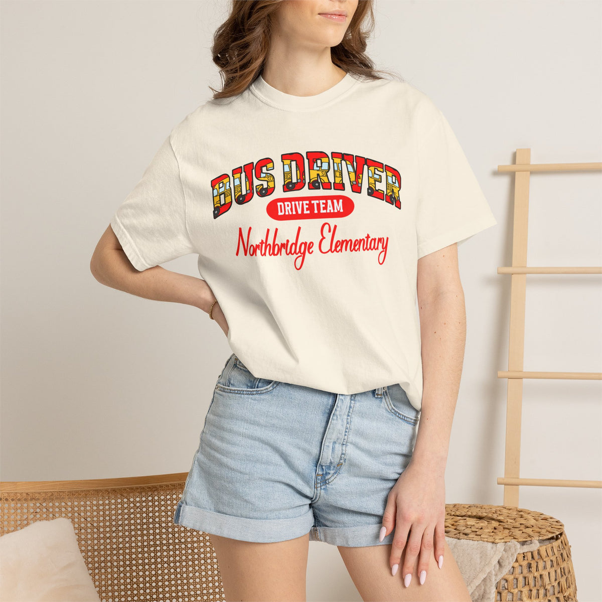 Custom Bus Driver Team T-shirt | Comfort Colors School Spirit Tee, Custom Bus Number and School, Personalized Name & Number