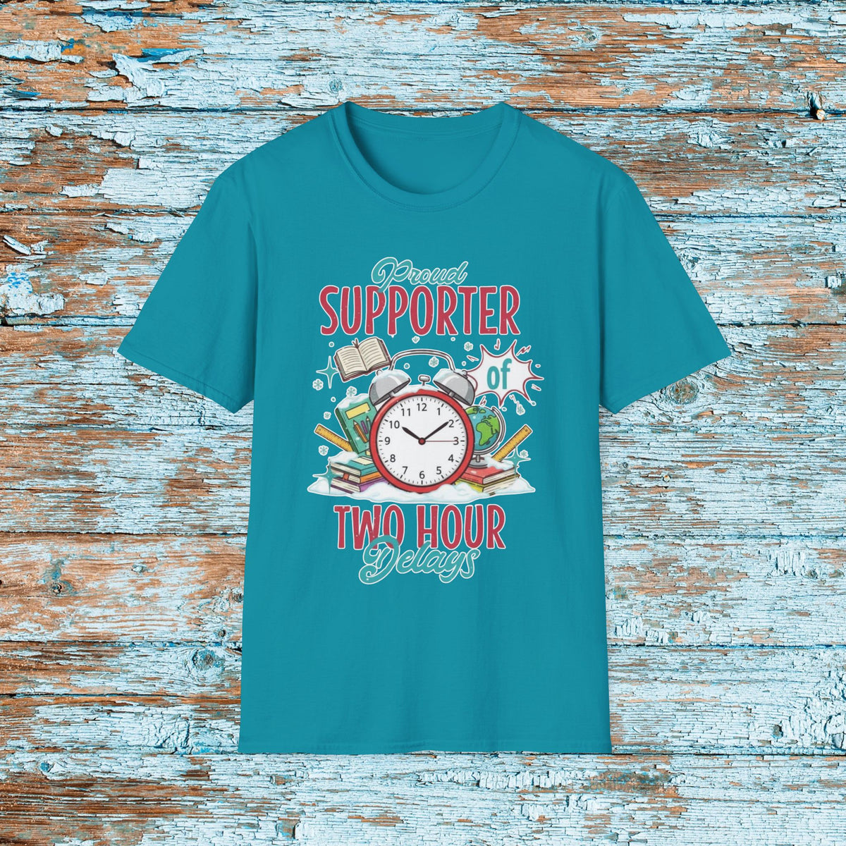 Teacher Two Hour Delay Funny Shirt, Proud Supporter of Two Hour Delays, Humorous Team TShirt, Snow Day, Matching Team