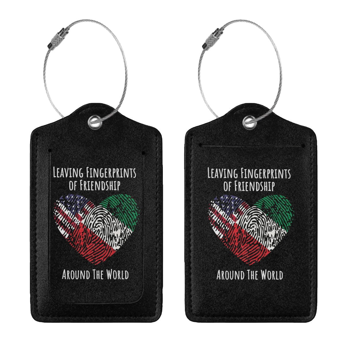 Leather Luggage Tags for Suitcases with Metal Ring Daddy’s Leaving Fingerprints of Friendship