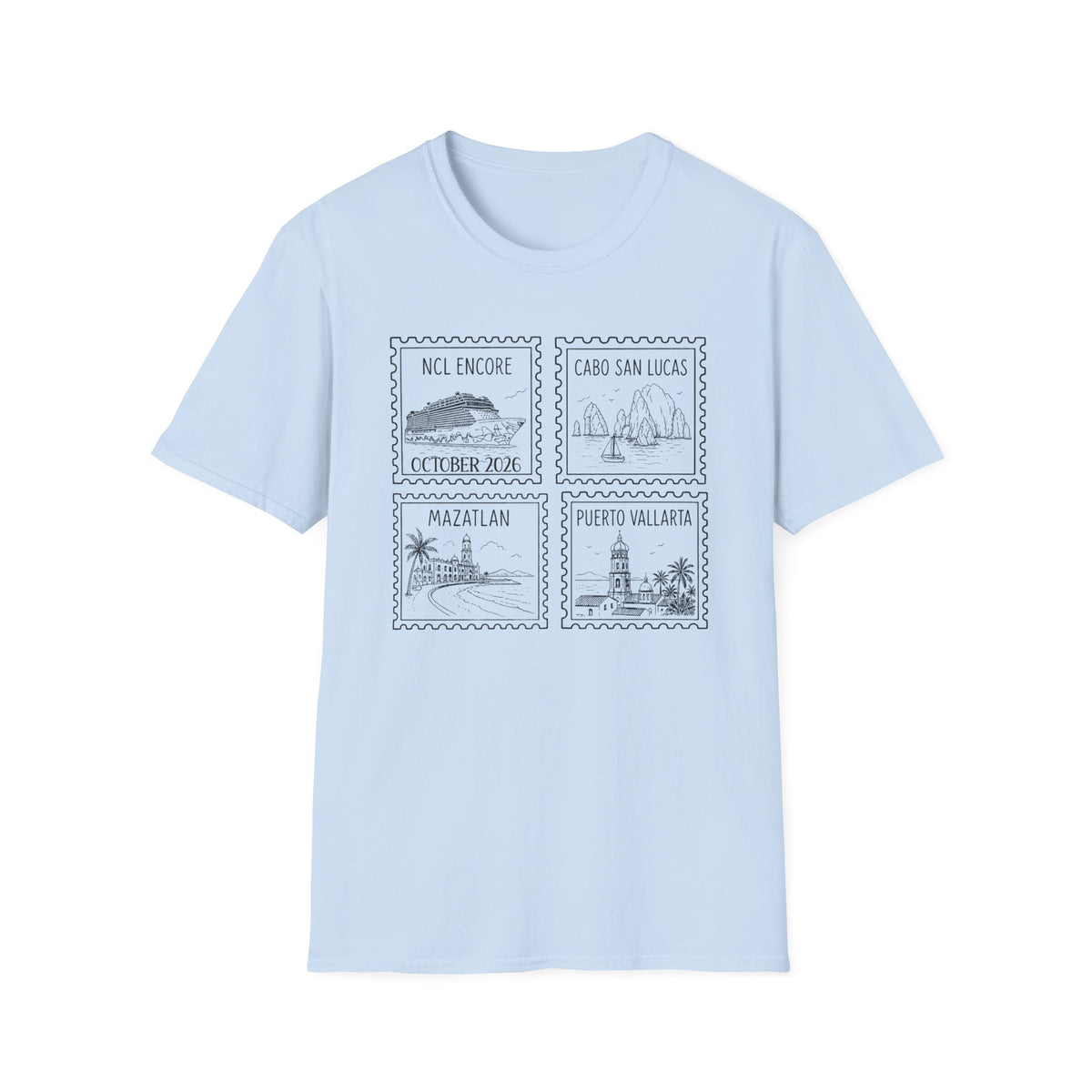 Custom Cruise Black Stamp Aesthetic Family Vacation Matching T-Shirt, Personalized Cruise Ship Tee, Custom Tee