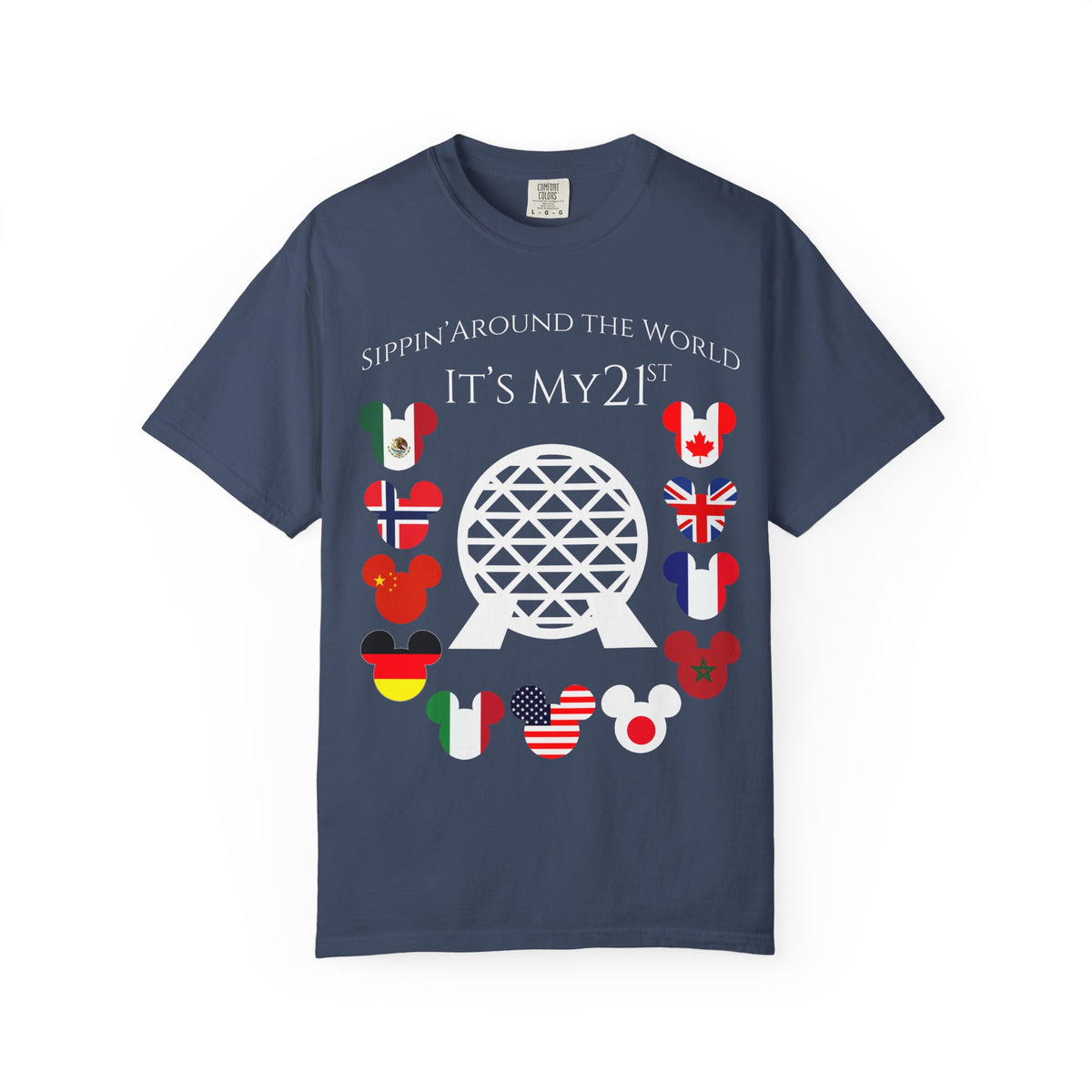 Copy of Custom Disney Epcot World Tour Birthday Comfort Colors Shirt, Drink Around The World Shirt, World Traveler Food and Wine, Drinking Squad Tee