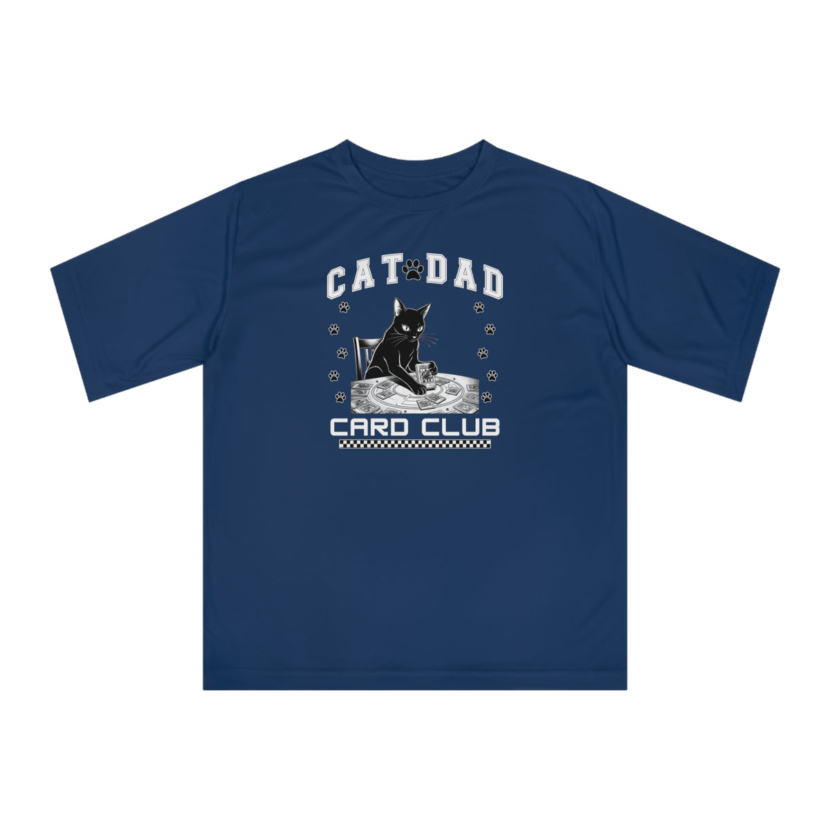 Funny Cat Dad Gamer Card Club Moisture Wicking Unisex Zone Performance T-shirt Gift for Boyfriend, Husband, Dad, Trading Card Game Shirt