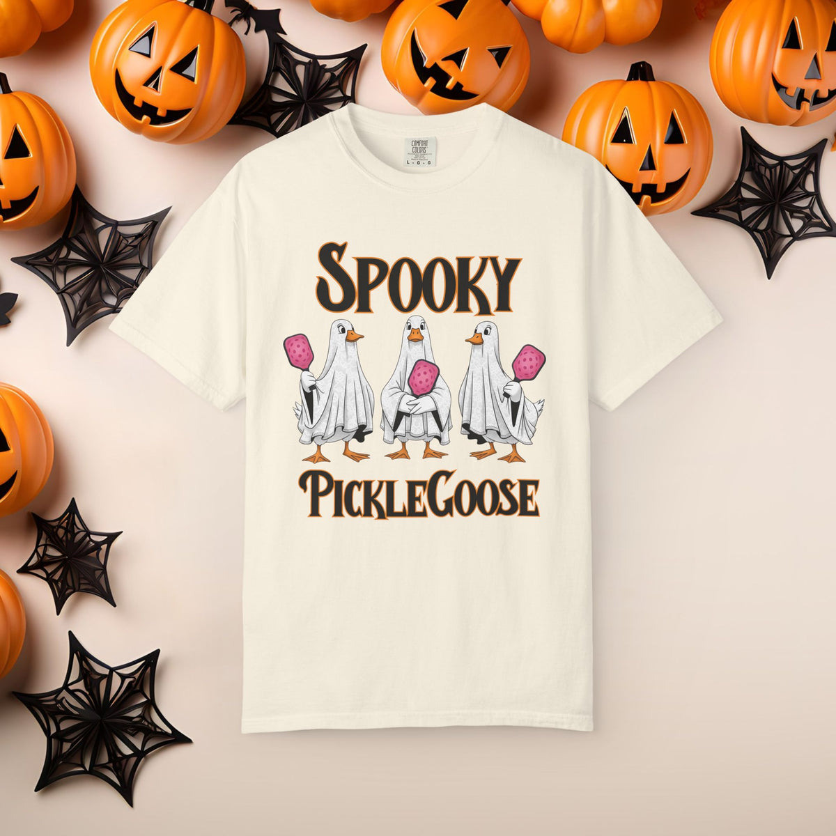 Pickleball Spooky Goose Comfort Colors Halloween Silly Goose Ghost Shirt Scary Geese Playing Pickleball Boo Trick or Treat Fall Shirt