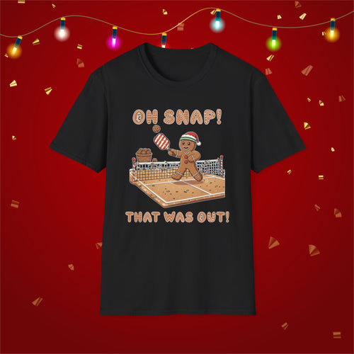 Christmas Pickleball Funny Gingerbread Man Paddle Unisex Softstyle T-Shirt Team Shirt for Mom Grandma Dad Favorite Player Gift Xmas Gift