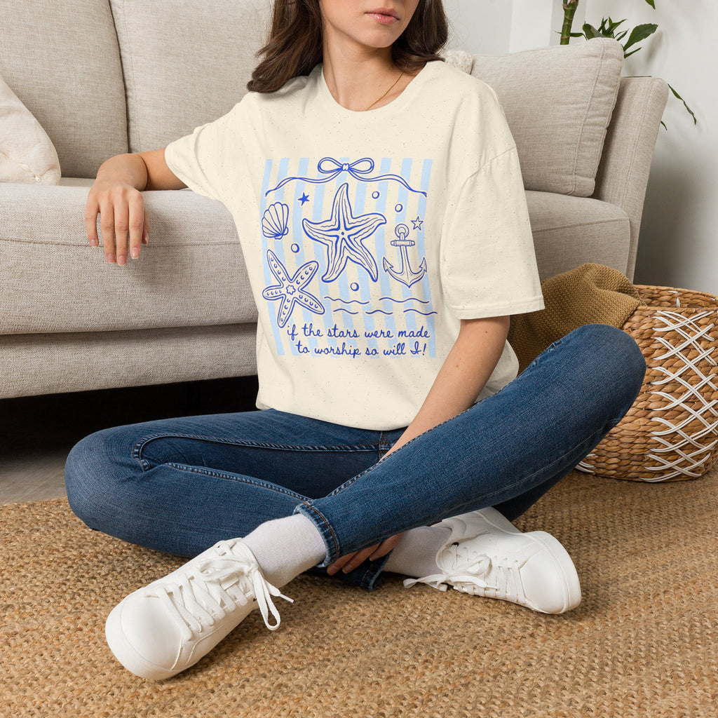If the Stars Were Made to Worship So Will I T-Shirt | Christian Nautical Starfish Anchor