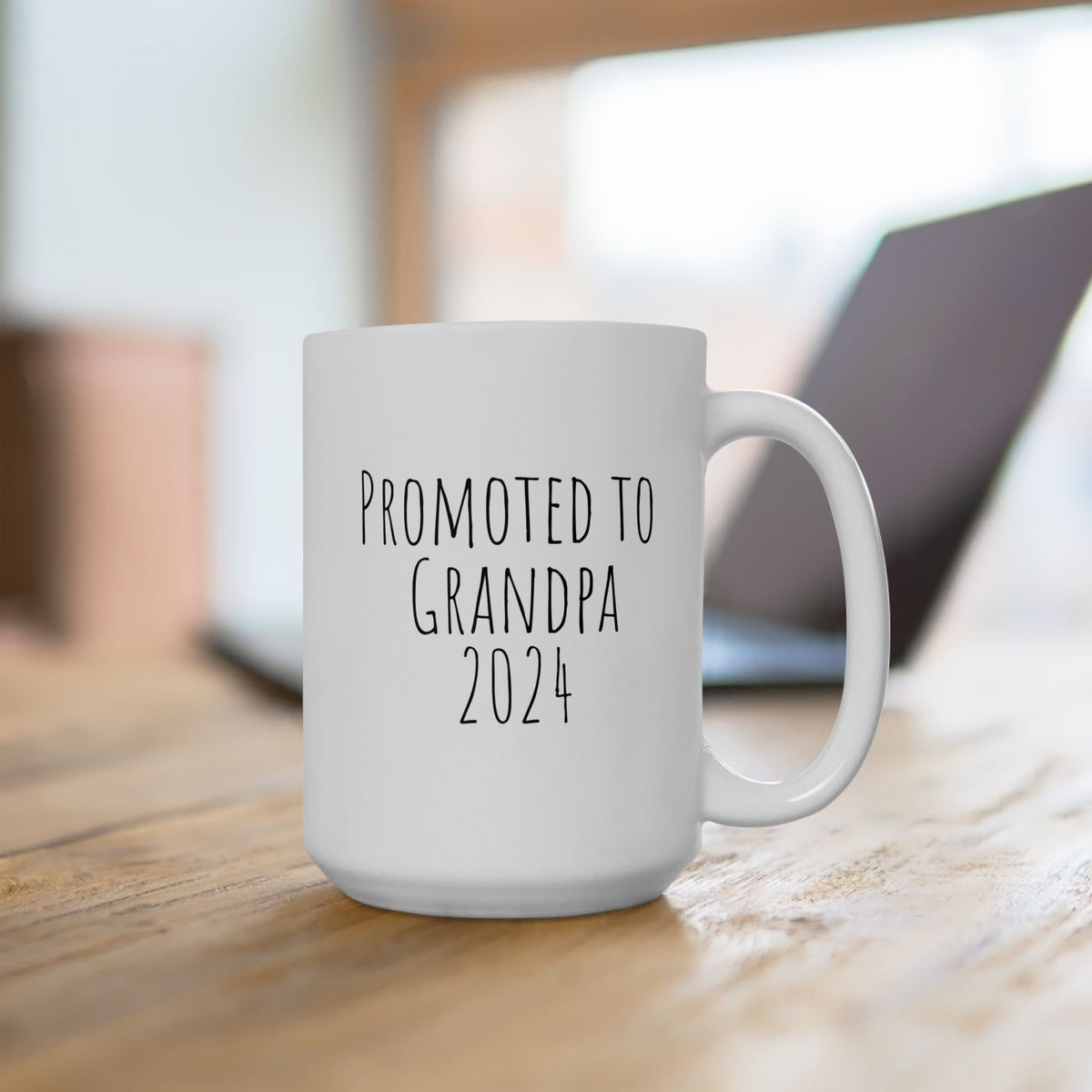 Funny Dad Gift Ceramic Mug 15oz Promoted to Grandpa Perfect Gift for Father's Day Custom Personalized Birth Year Gift