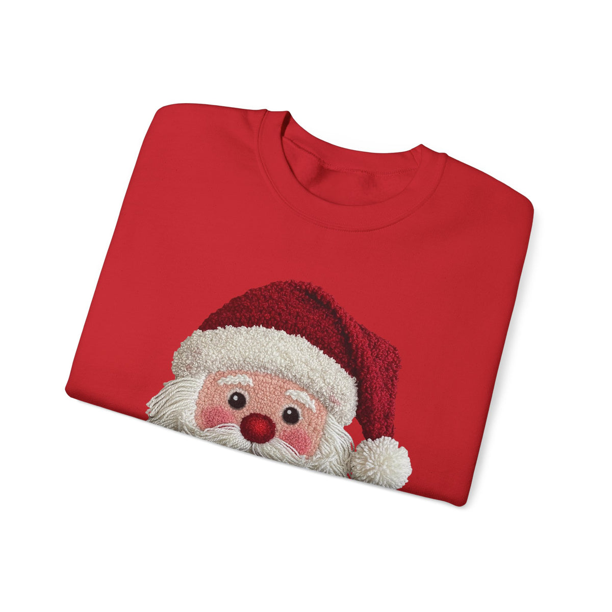 Yarn Look Crochet Santa Sweatshirt,  Viral Faux Latch Hook Christmas Shirt, Cute Holiday Sweater, Plus Size Available