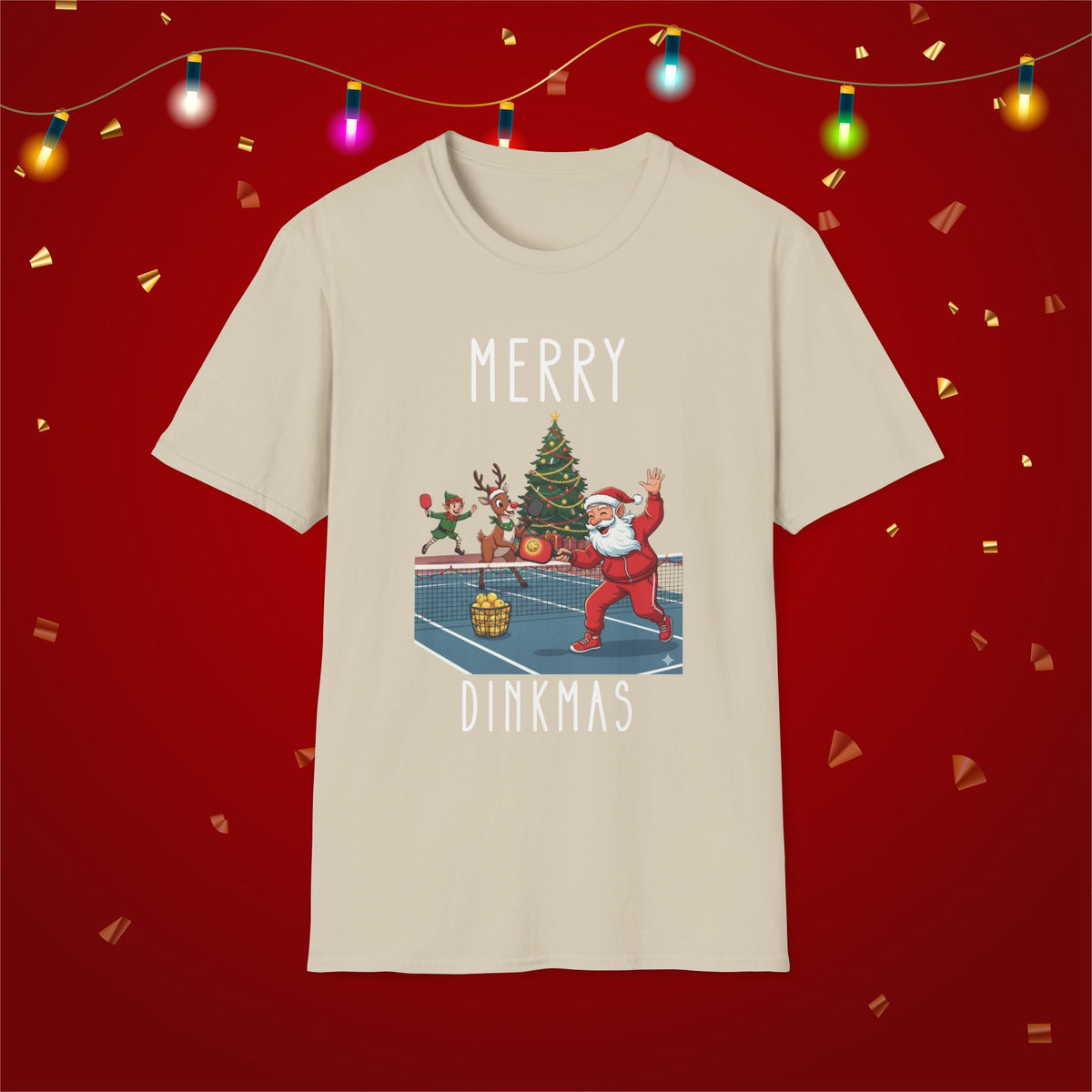 Christmas Pickleball Funny Santa Merry Dinkmas Unisex Softstyle T-Shirt Team Shirt for Mom Grandma Dad Favorite Player Gift Xmas Gift