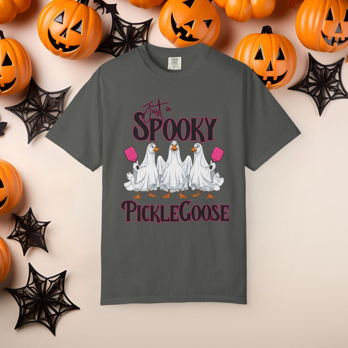 Pickleball Spooky Goose Comfort Colors Halloween Silly Goose Ghost Shirt Scary Geese Playing Pickleball Boo Trick or Treat Fall Shirt