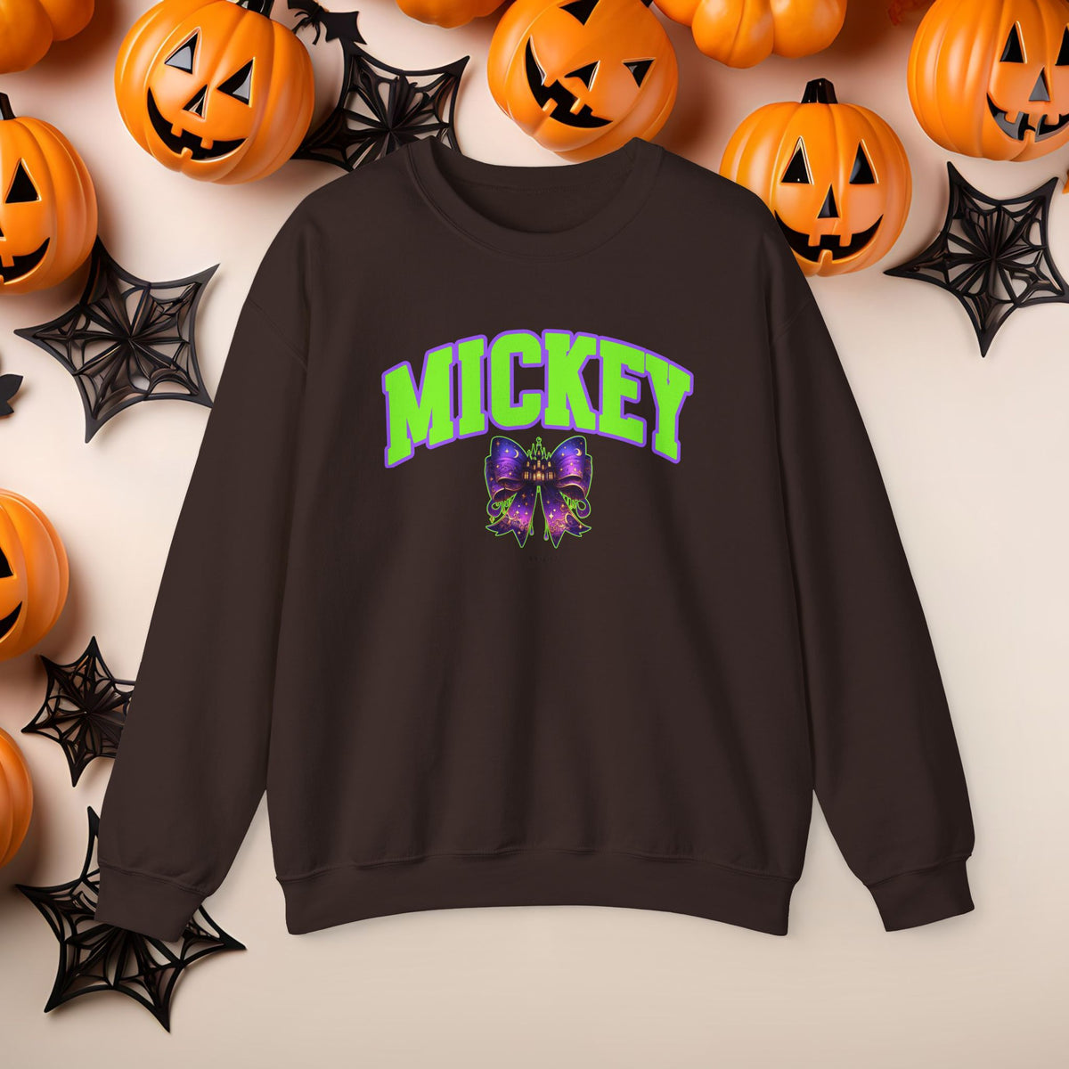 Mickey Halloween Witch Hat Coquette Bow Crewneck Cute Fall Fun Spooky Pumpkin Cozy Season Sweatshirt for Magical Park Not So Scary Party