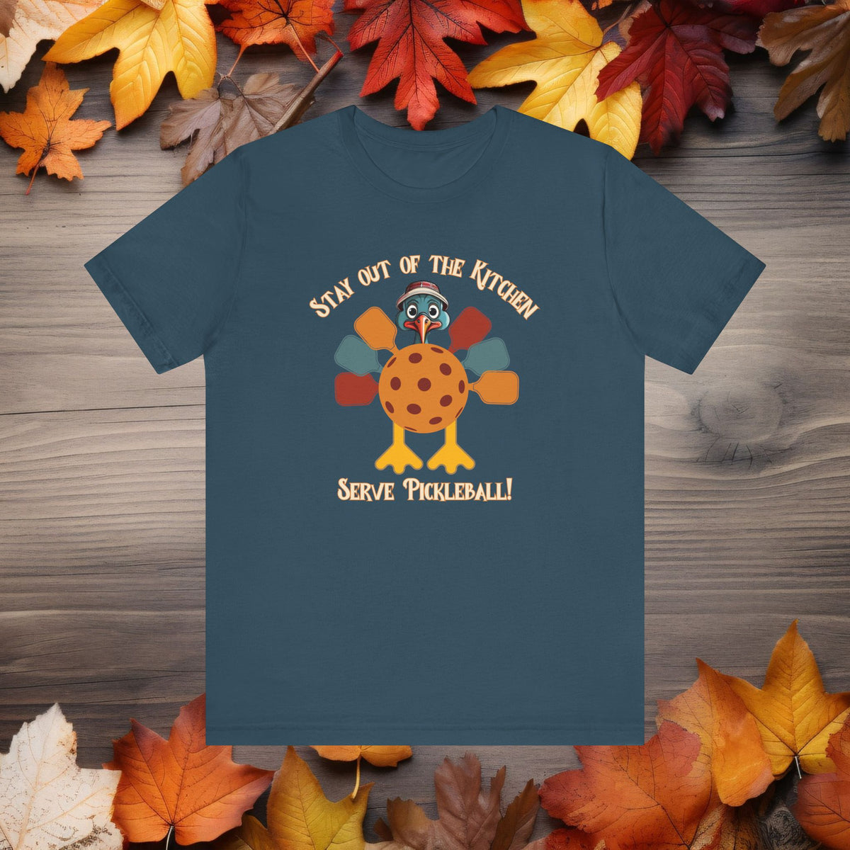Funny Pickleball Thanksgiving Turkey Shirt Short Sleeve Tee Cute Pickleball Turkey Playing Pickleball Fall Shirt for Pickleball Player