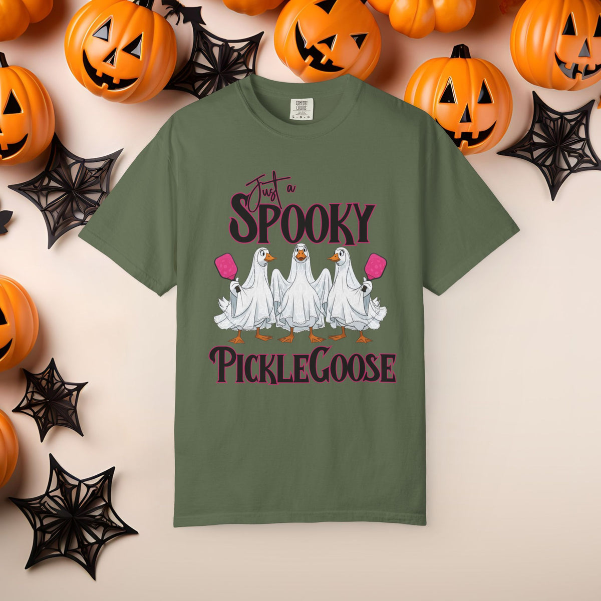 Pickleball Spooky Goose Comfort Colors Halloween Silly Goose Ghost Shirt Scary Geese Playing Pickleball Boo Trick or Treat Fall Shirt
